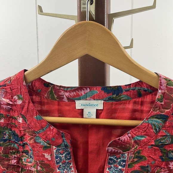 Sundance Fleurine Ruffle Maxi Dress Red Floral - Picture 2 of 3